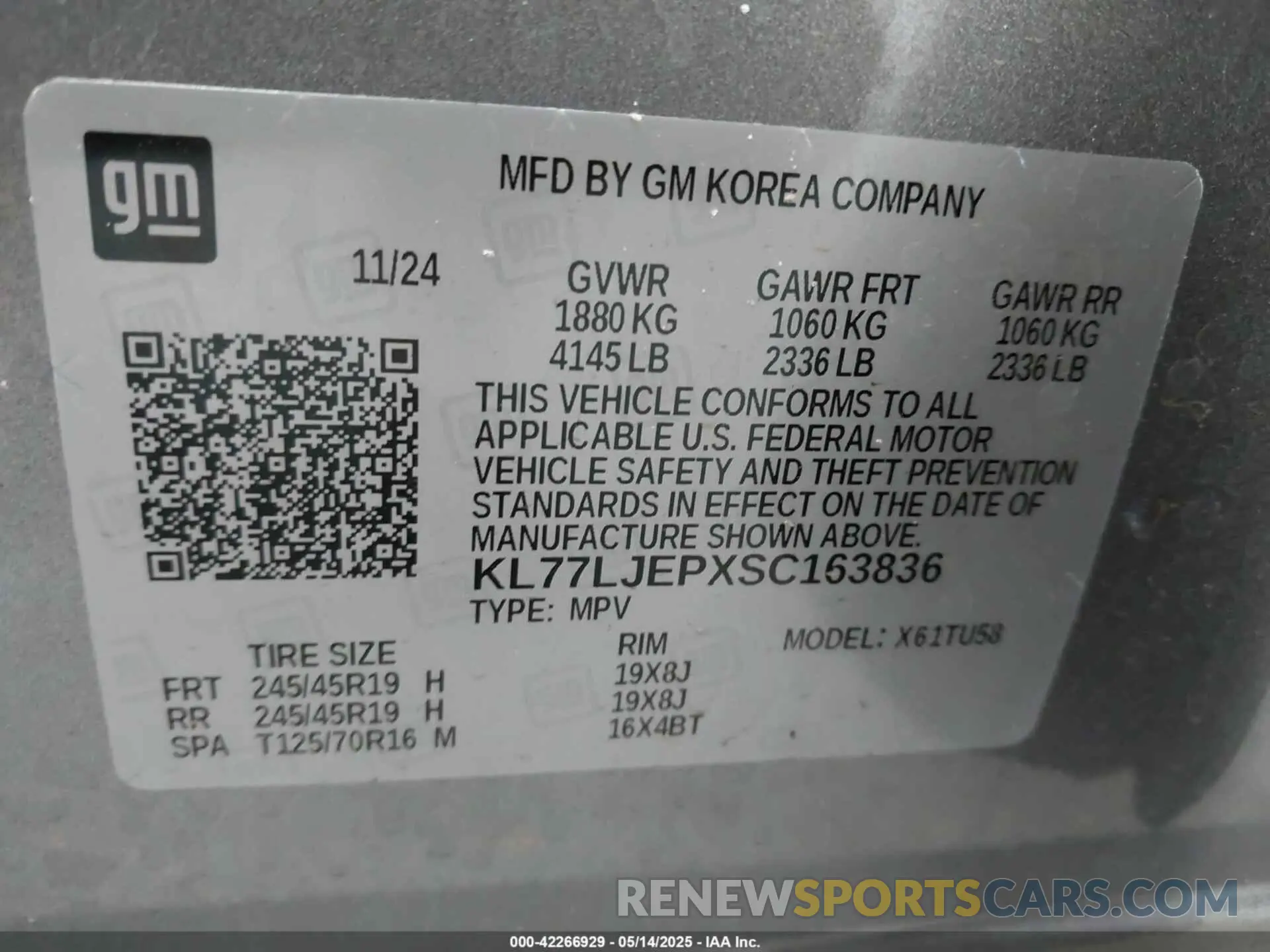 9 Photograph of a damaged car KL77LJEPXSC163836 CHEVROLET TRAX 2025