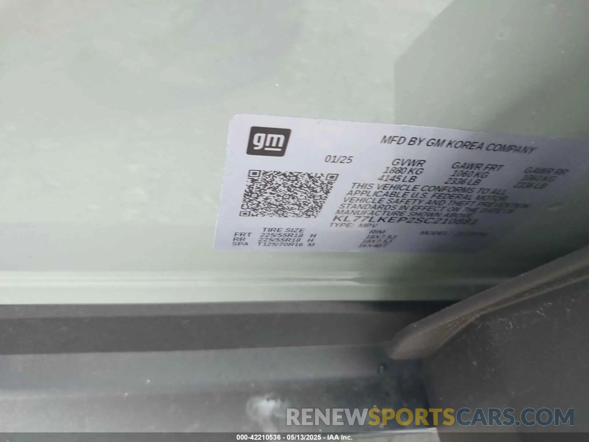 9 Photograph of a damaged car KL77LKEP2SC210881 CHEVROLET TRAX 2025