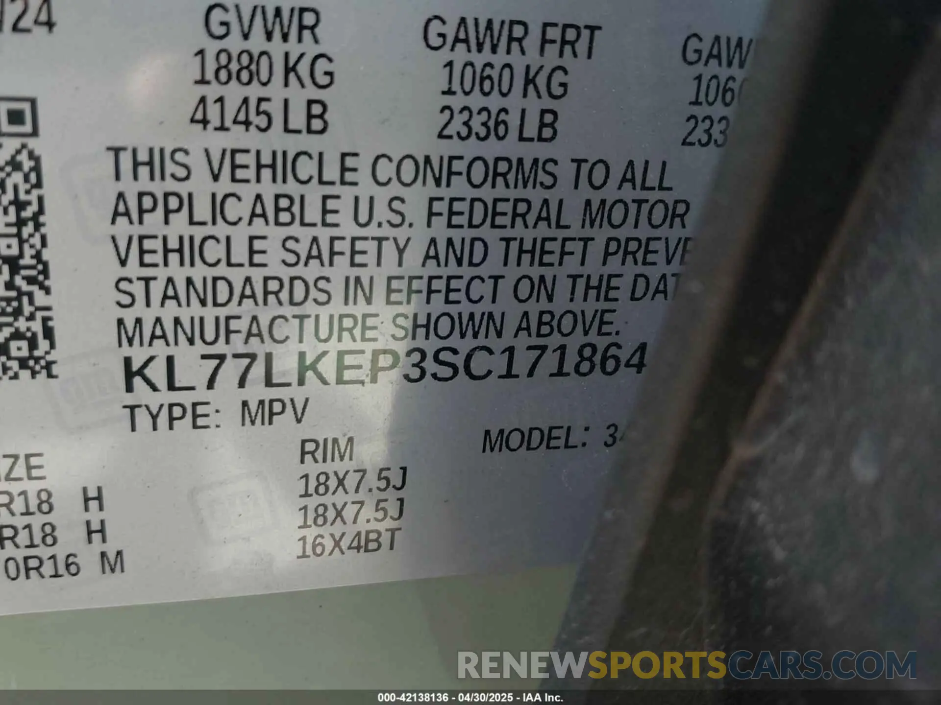 9 Photograph of a damaged car KL77LKEP3SC171864 CHEVROLET TRAX 2025