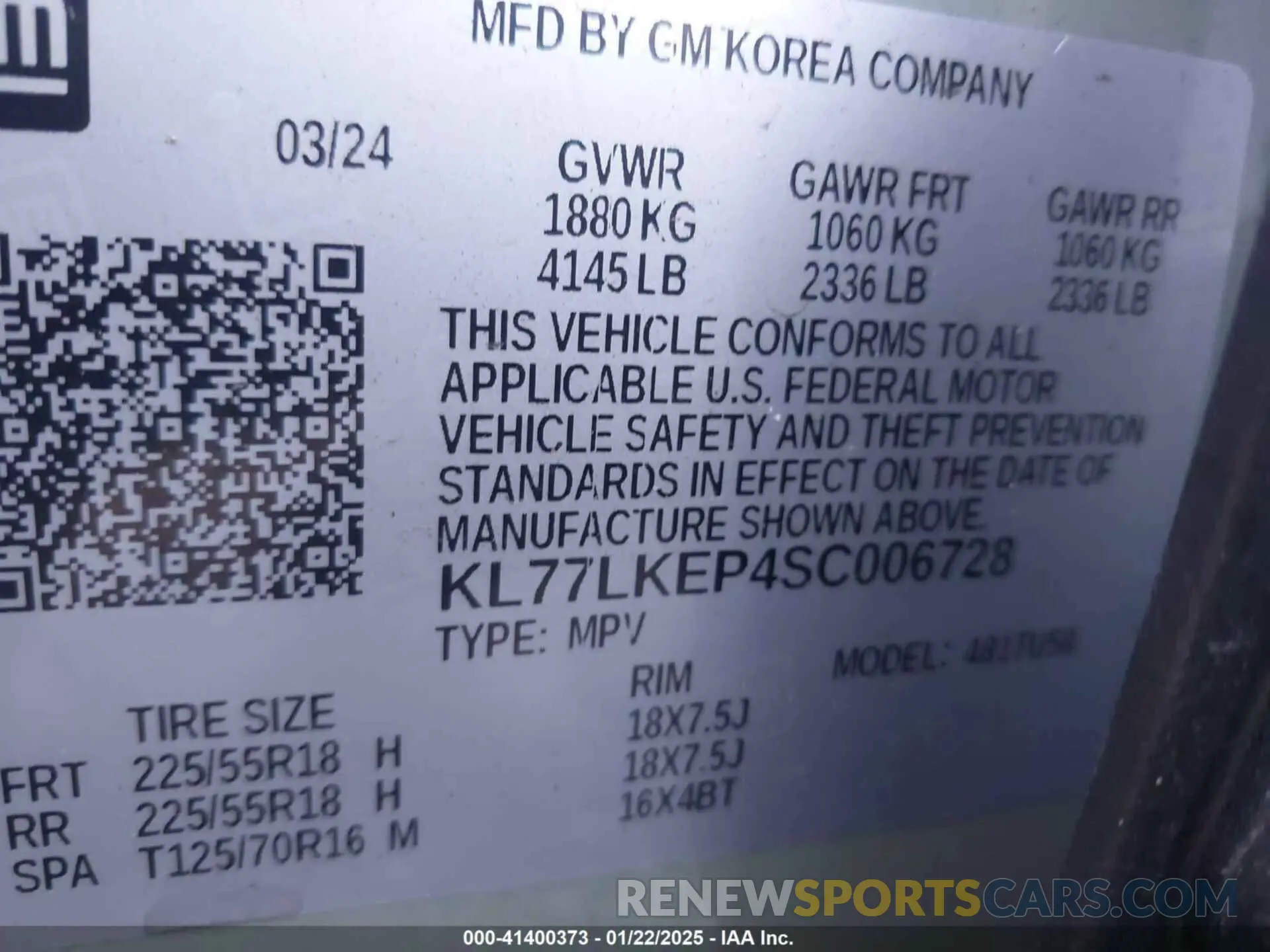 9 Photograph of a damaged car KL77LKEP4SC006728 CHEVROLET TRAX 2025