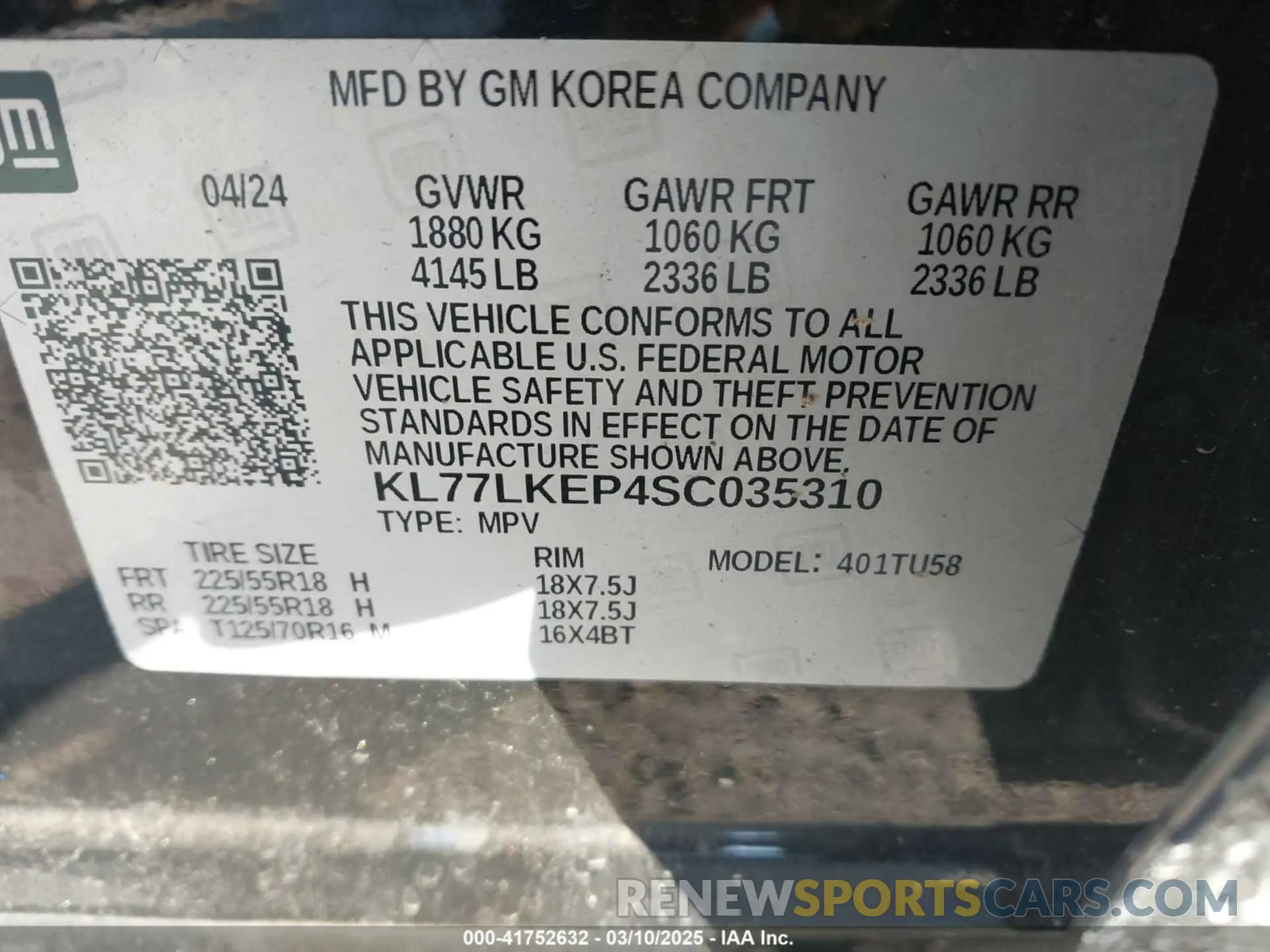 9 Photograph of a damaged car KL77LKEP4SC035310 CHEVROLET TRAX 2025