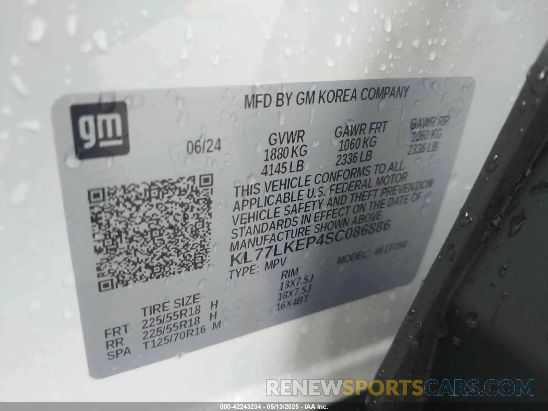 9 Photograph of a damaged car KL77LKEP4SC086886 CHEVROLET TRAX 2025