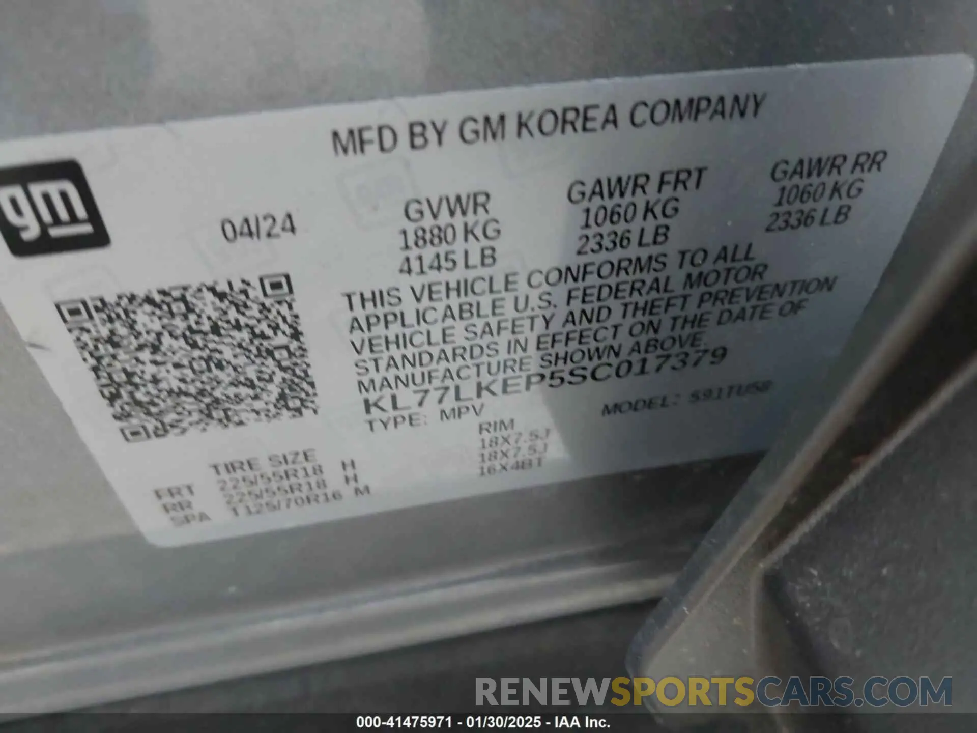 9 Photograph of a damaged car KL77LKEP5SC017379 CHEVROLET TRAX 2025