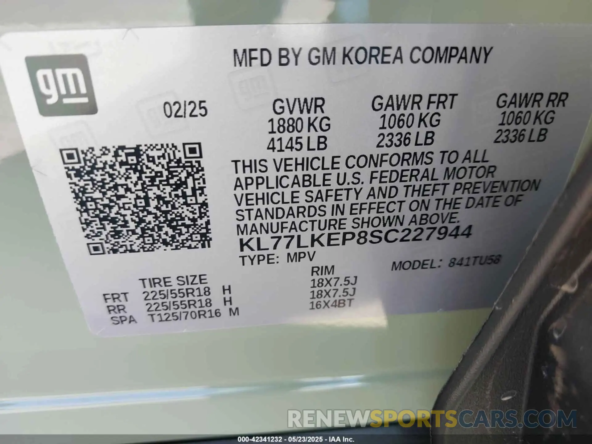 9 Photograph of a damaged car KL77LKEP8SC227944 CHEVROLET TRAX 2025
