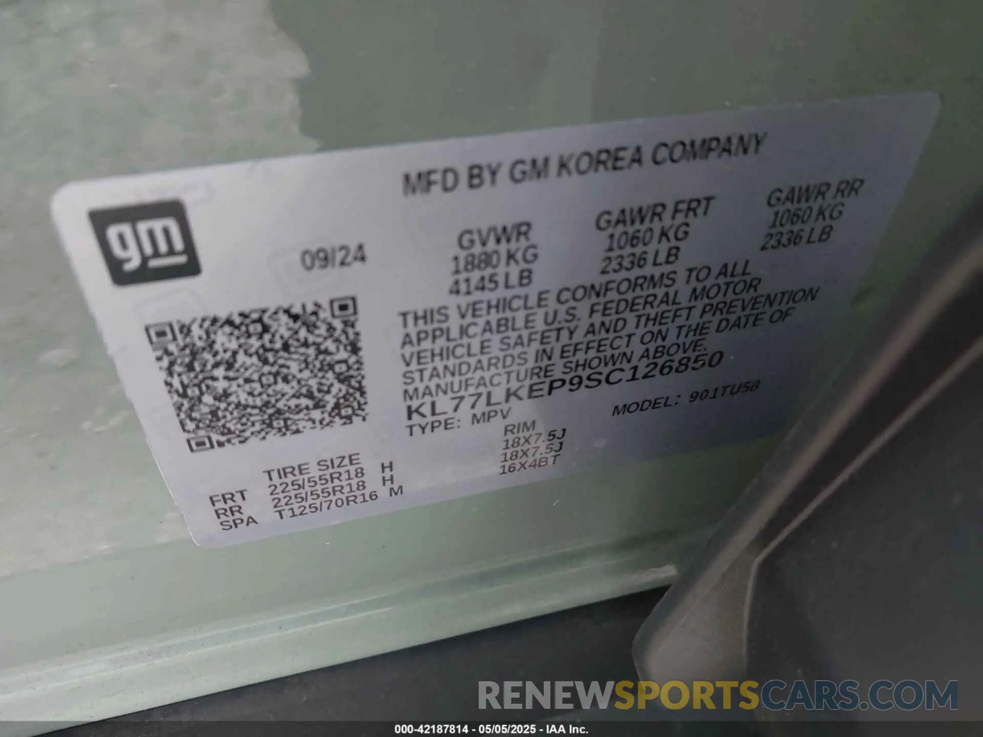 9 Photograph of a damaged car KL77LKEP9SC126850 CHEVROLET TRAX 2025