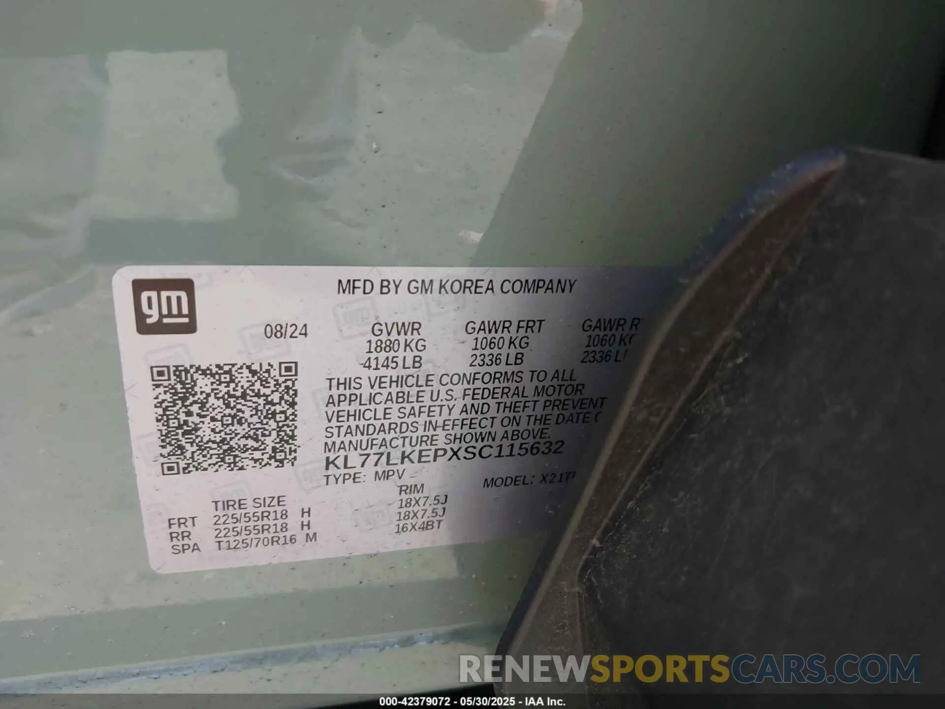 9 Photograph of a damaged car KL77LKEPXSC115632 CHEVROLET TRAX 2025