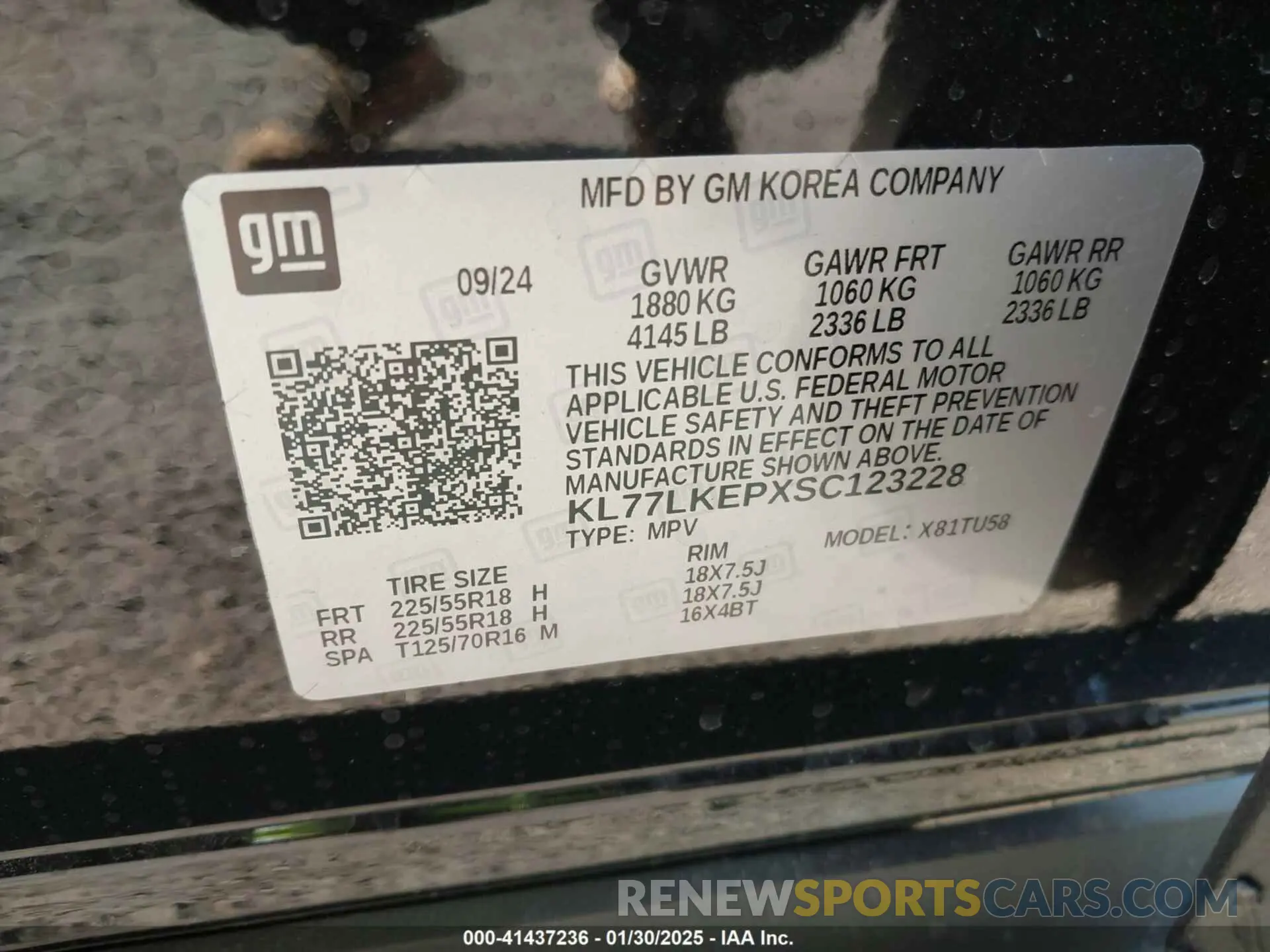 9 Photograph of a damaged car KL77LKEPXSC123228 CHEVROLET TRAX 2025