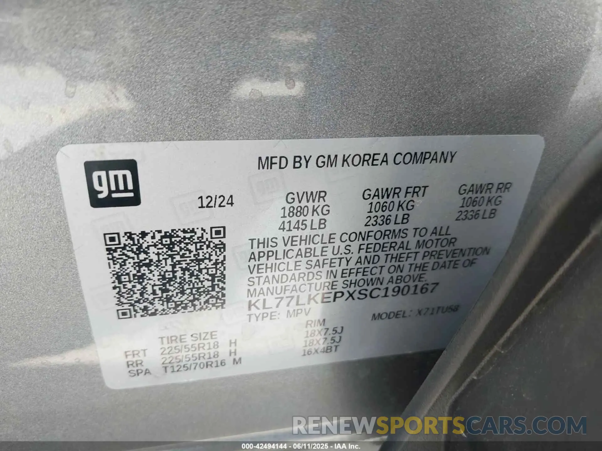 9 Photograph of a damaged car KL77LKEPXSC190167 CHEVROLET TRAX 2025