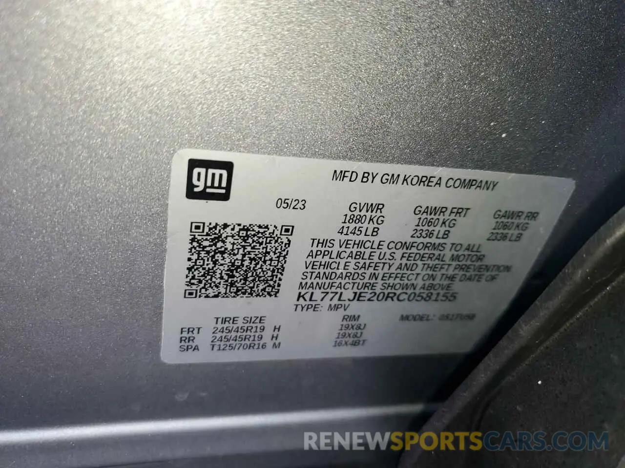 14 Photograph of a damaged car KL77LJE20RC058155 CHEVROLET TRAX 2RS 2024