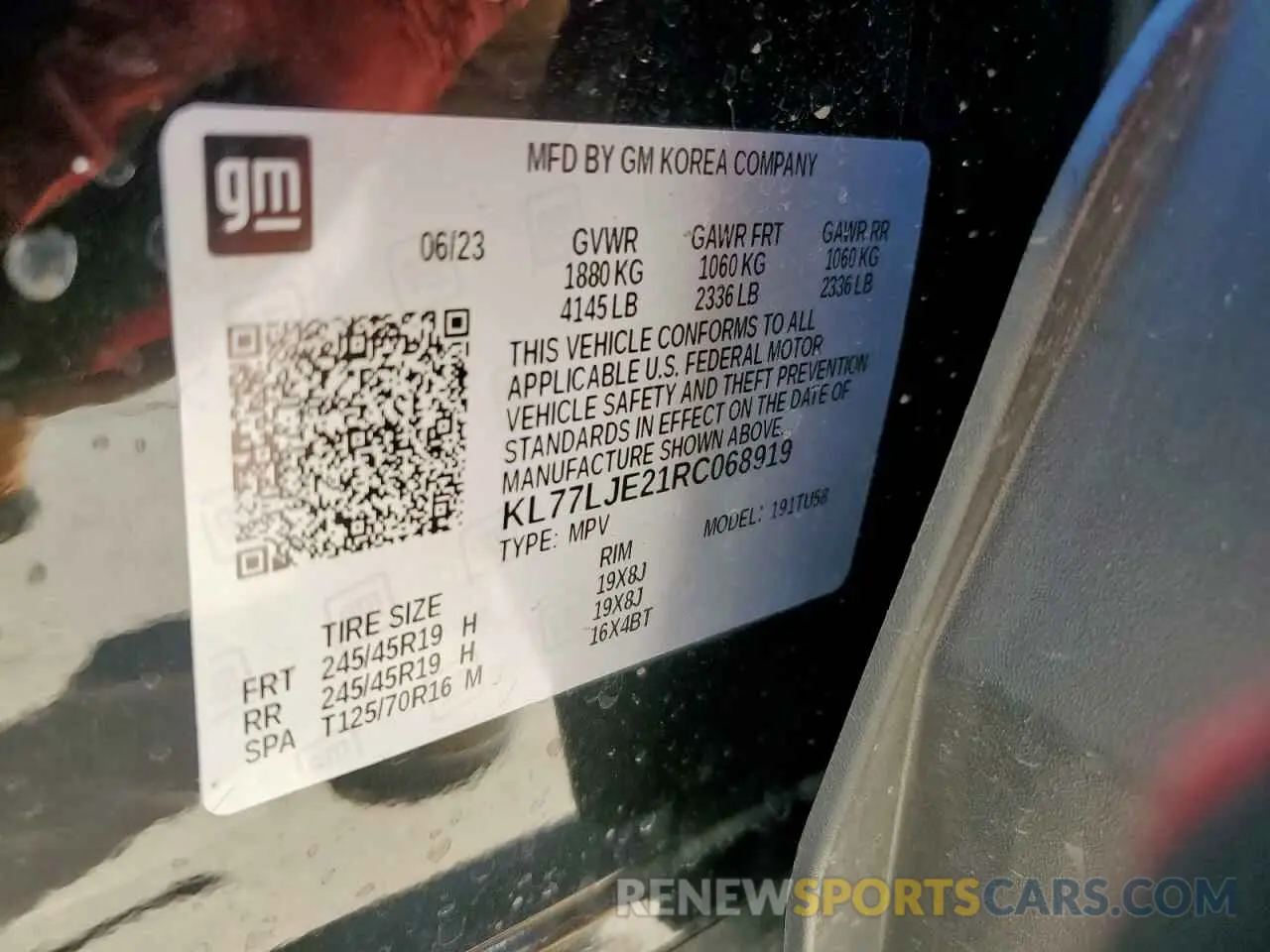 14 Photograph of a damaged car KL77LJE21RC068919 CHEVROLET TRAX 2RS 2024