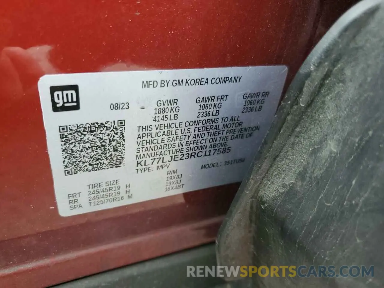 13 Photograph of a damaged car KL77LJE23RC117585 CHEVROLET TRAX 2RS 2024