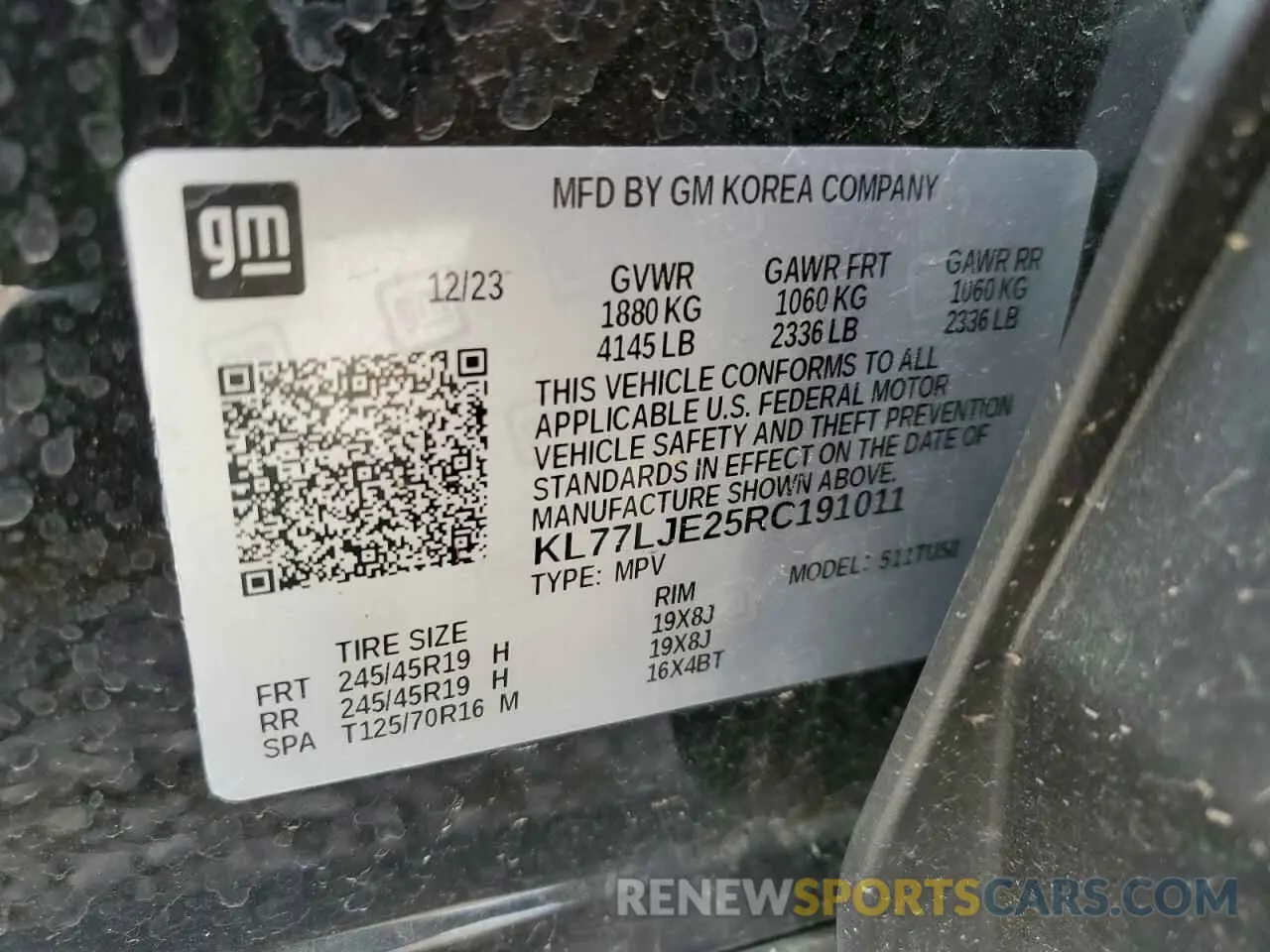 13 Photograph of a damaged car KL77LJE25RC191011 CHEVROLET TRAX 2RS 2024