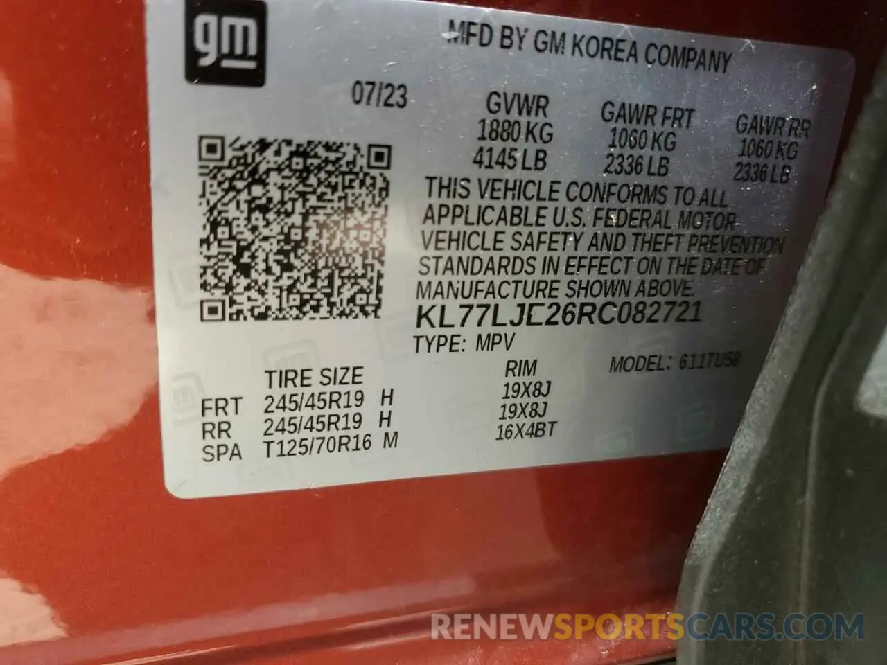 13 Photograph of a damaged car KL77LJE26RC082721 CHEVROLET TRAX 2RS 2024