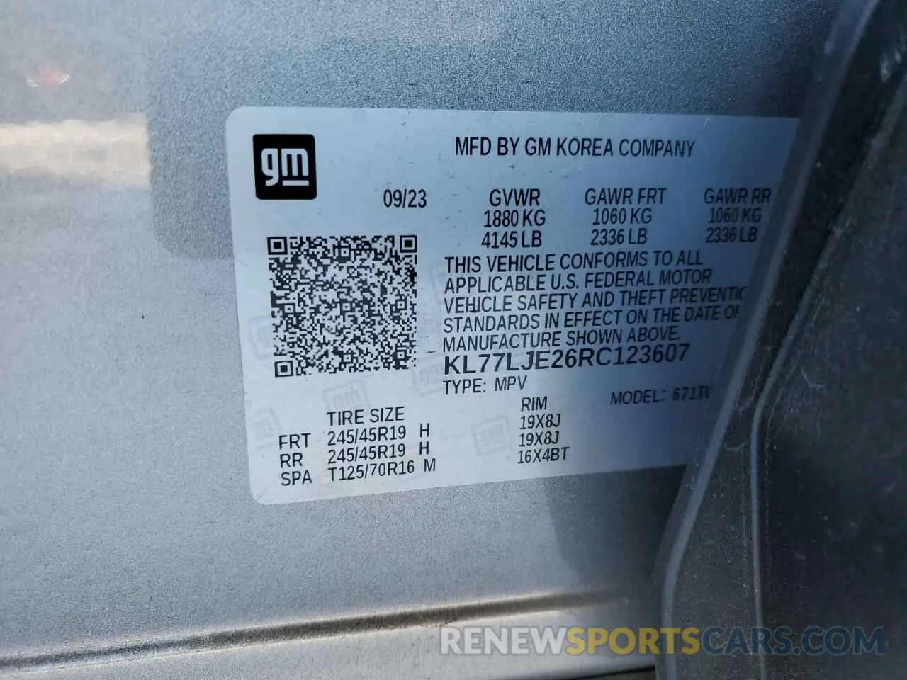 15 Photograph of a damaged car KL77LJE26RC123607 CHEVROLET TRAX 2RS 2024