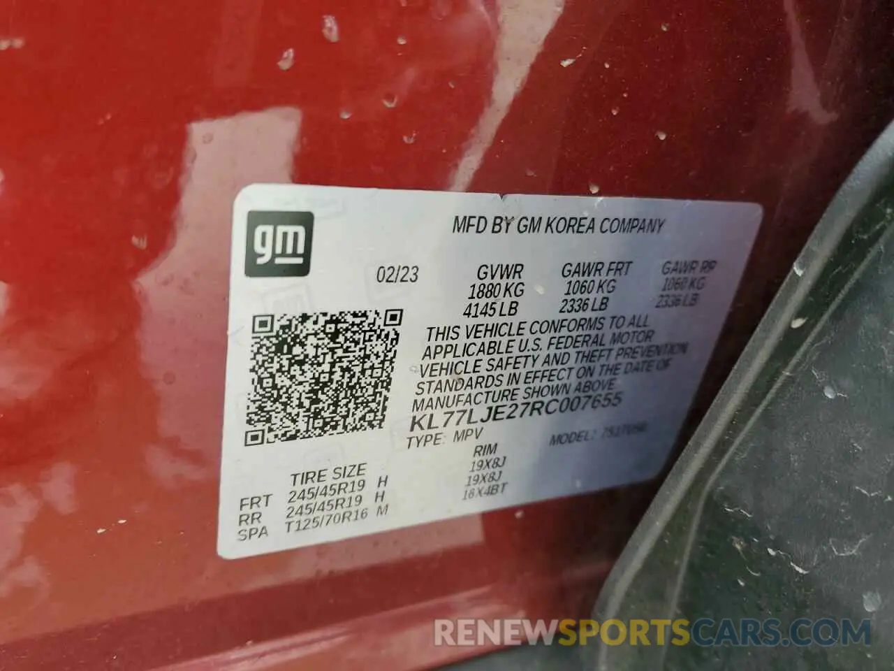13 Photograph of a damaged car KL77LJE27RC007655 CHEVROLET TRAX 2RS 2024