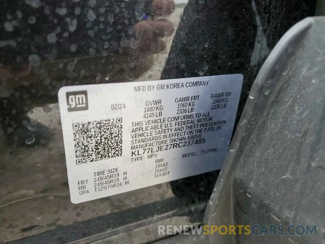 13 Photograph of a damaged car KL77LJE27RC237485 CHEVROLET TRAX 2RS 2024