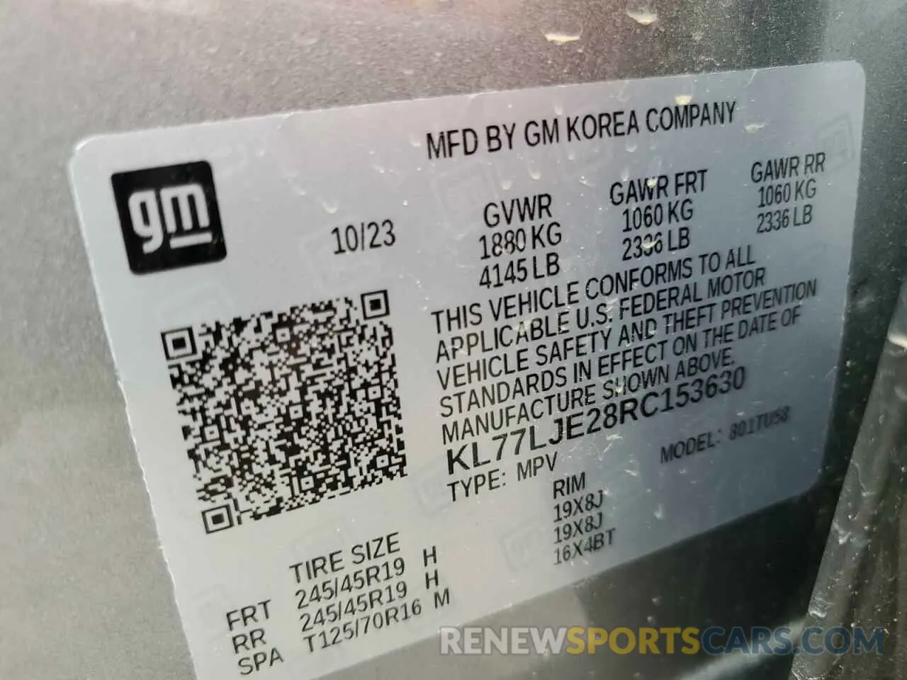 13 Photograph of a damaged car KL77LJE28RC153630 CHEVROLET TRAX 2RS 2024