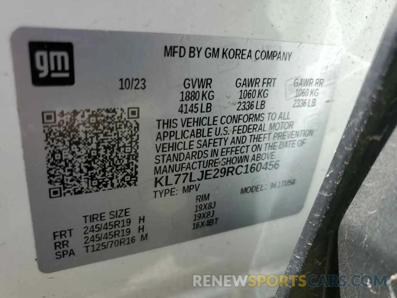 14 Photograph of a damaged car KL77LJE29RC160456 CHEVROLET TRAX 2RS 2024