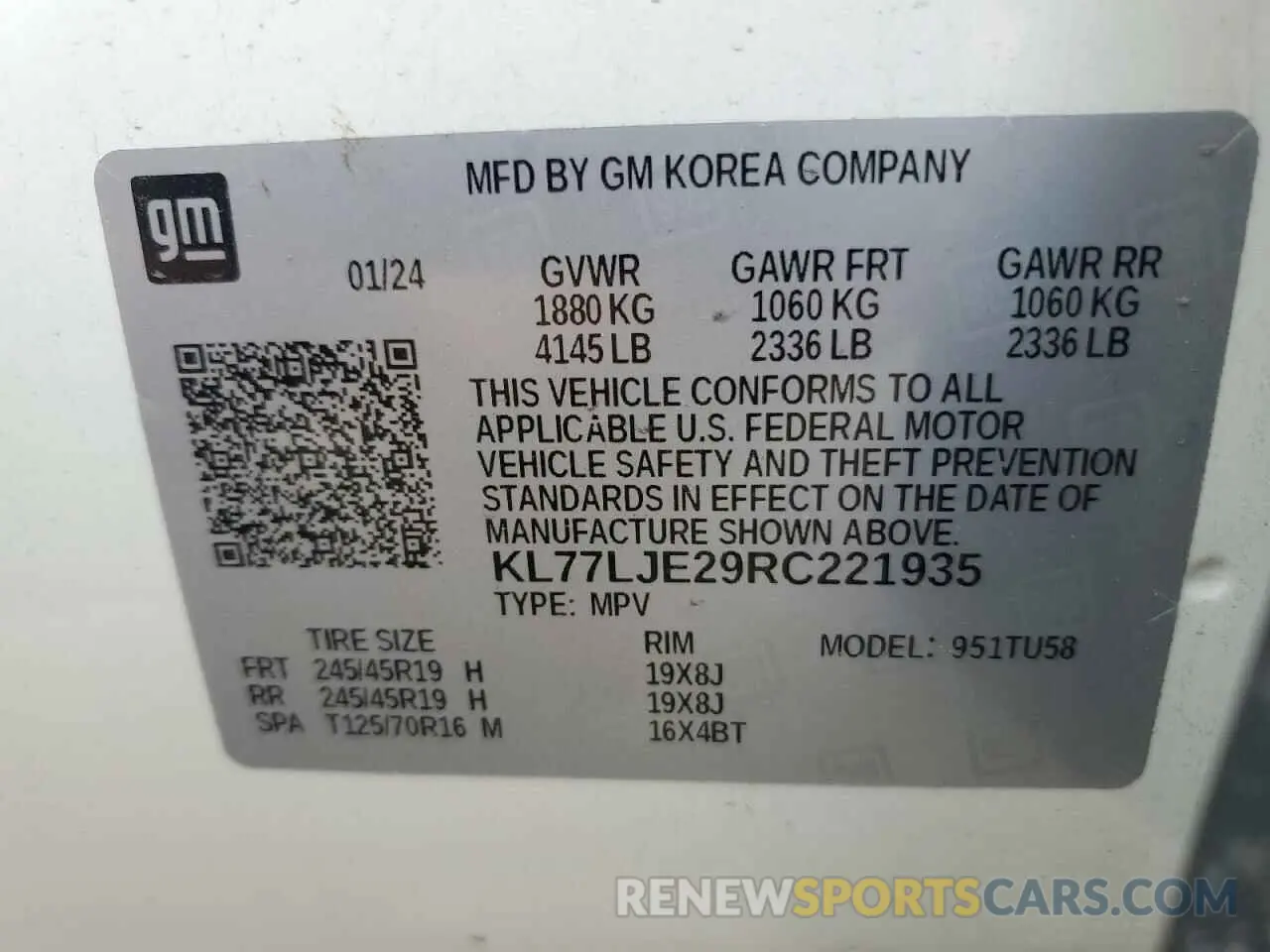 13 Photograph of a damaged car KL77LJE29RC221935 CHEVROLET TRAX 2RS 2024