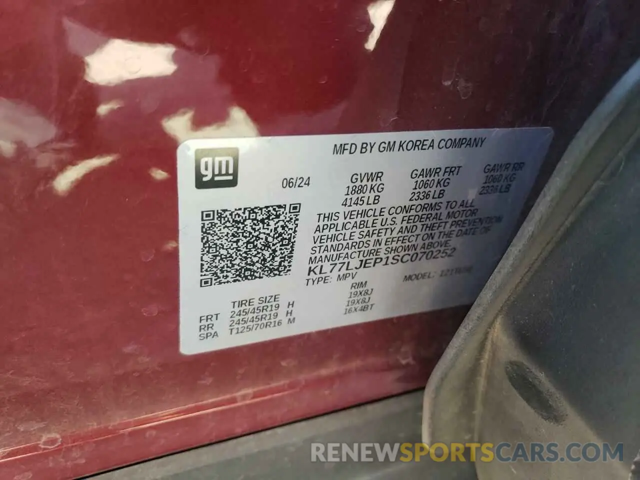 13 Photograph of a damaged car KL77LJEP1SC070252 CHEVROLET TRAX 2RS 2025