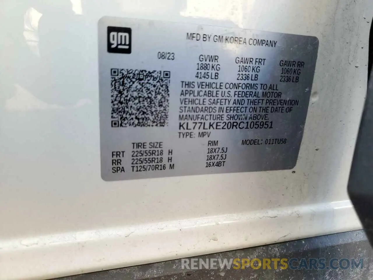 13 Photograph of a damaged car KL77LKE20RC105951 CHEVROLET TRAX ACTIV 2024