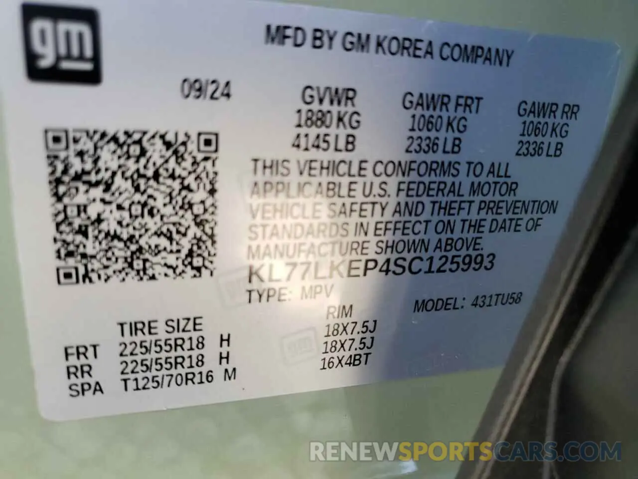 14 Photograph of a damaged car KL77LKEP4SC125993 CHEVROLET TRAX ACTIV 2025