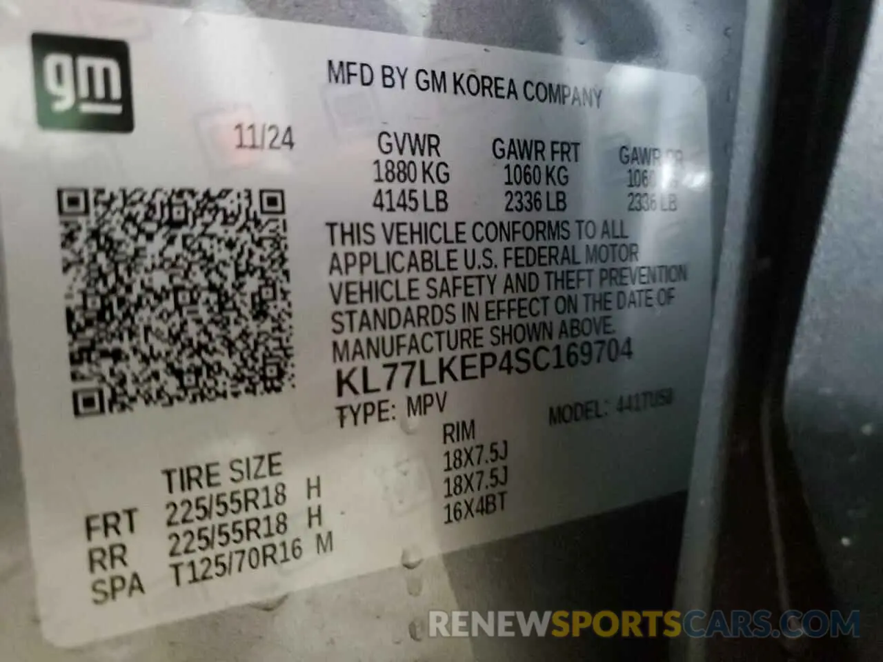 12 Photograph of a damaged car KL77LKEP4SC169704 CHEVROLET TRAX ACTIV 2025