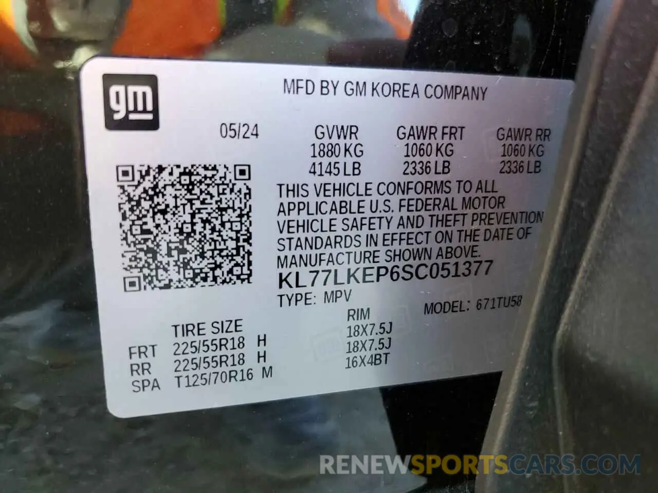 14 Photograph of a damaged car KL77LKEP6SC051377 CHEVROLET TRAX ACTIV 2025
