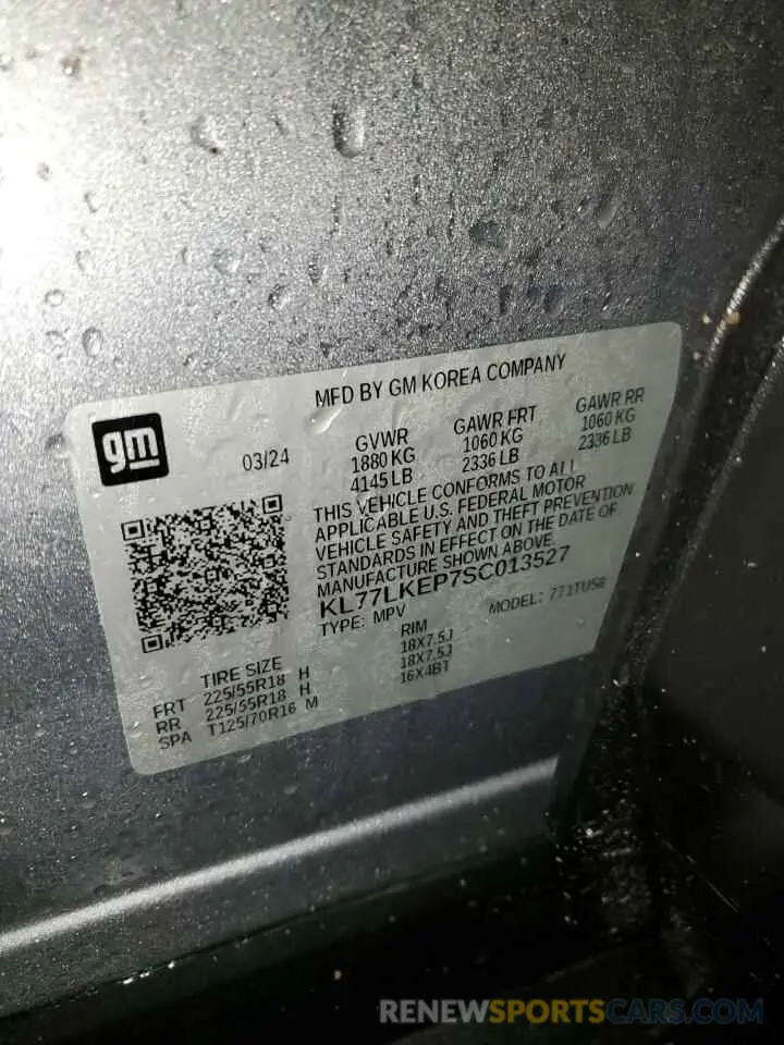 14 Photograph of a damaged car KL77LKEP7SC013527 CHEVROLET TRAX ACTIV 2025