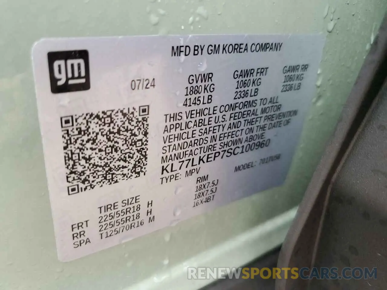 15 Photograph of a damaged car KL77LKEP7SC100960 CHEVROLET TRAX ACTIV 2025
