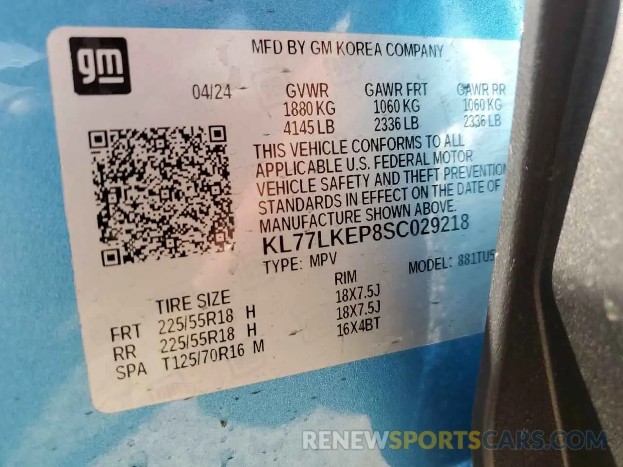 14 Photograph of a damaged car KL77LKEP8SC029218 CHEVROLET TRAX ACTIV 2025