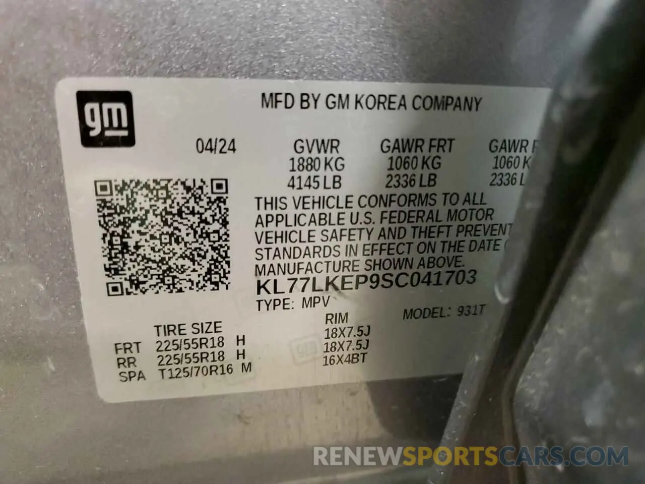 12 Photograph of a damaged car KL77LKEP9SC041703 CHEVROLET TRAX ACTIV 2025