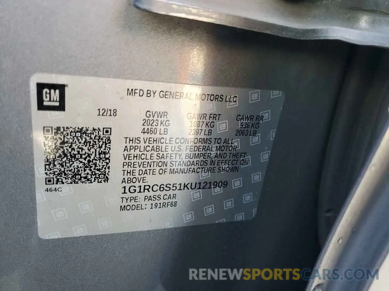 15 Photograph of a damaged car 1G1RC6S51KU121909 CHEVROLET VOLT 2019