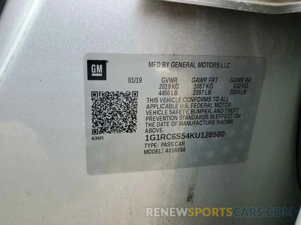 13 Photograph of a damaged car 1G1RC6S54KU128580 CHEVROLET VOLT 2019