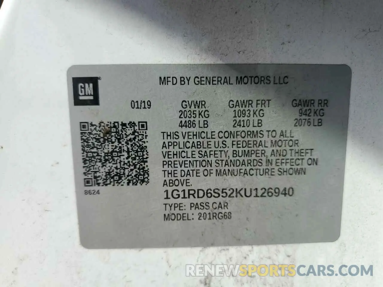 14 Photograph of a damaged car 1G1RD6S52KU126940 CHEVROLET VOLT 2019