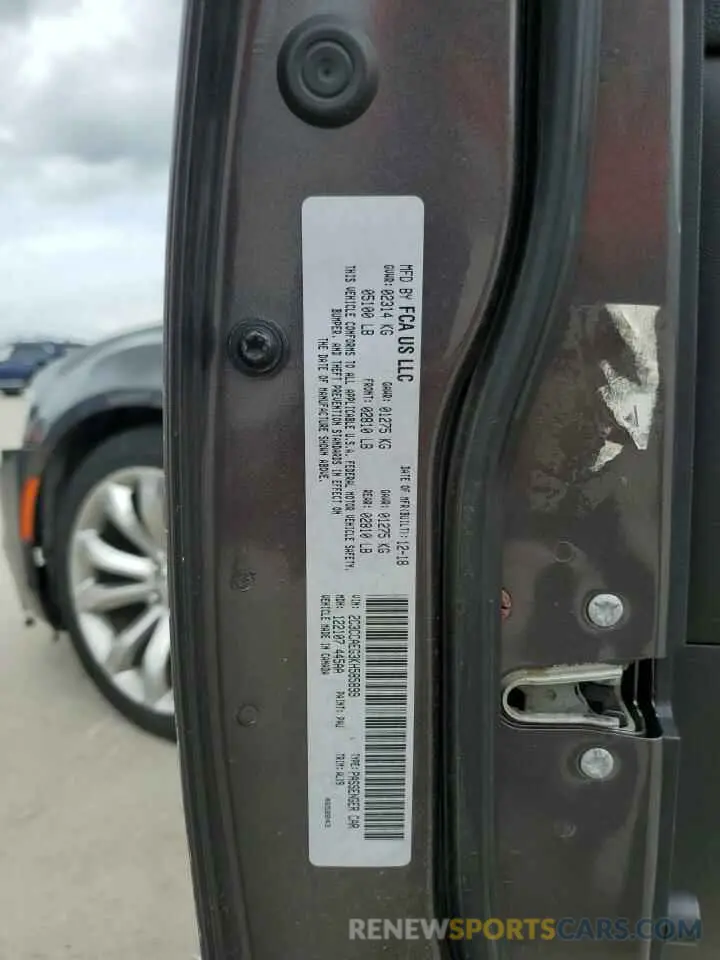 13 Photograph of a damaged car 2C3CCAEG3KH585899 CHRYSLER 300 2019