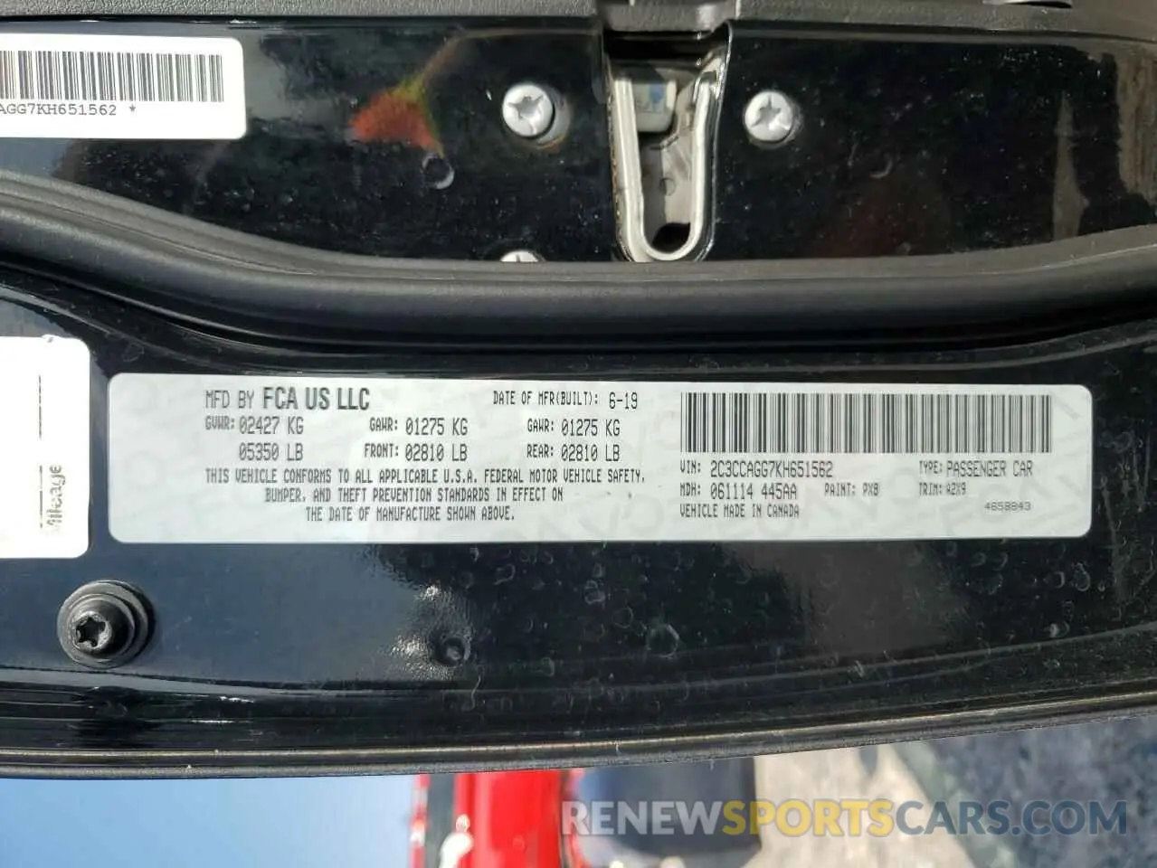 13 Photograph of a damaged car 2C3CCAGG7KH651562 CHRYSLER 300 2019