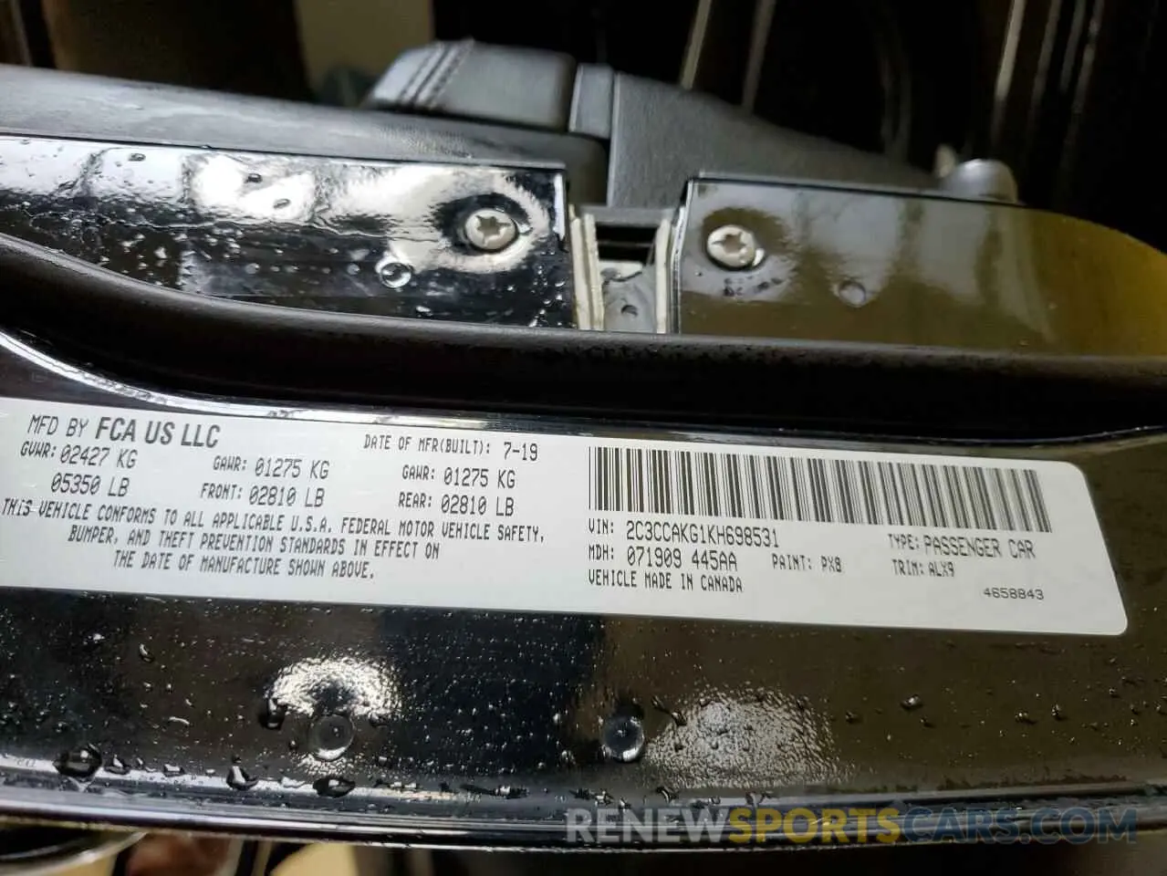 13 Photograph of a damaged car 2C3CCAKG1KH698531 CHRYSLER 300 2019