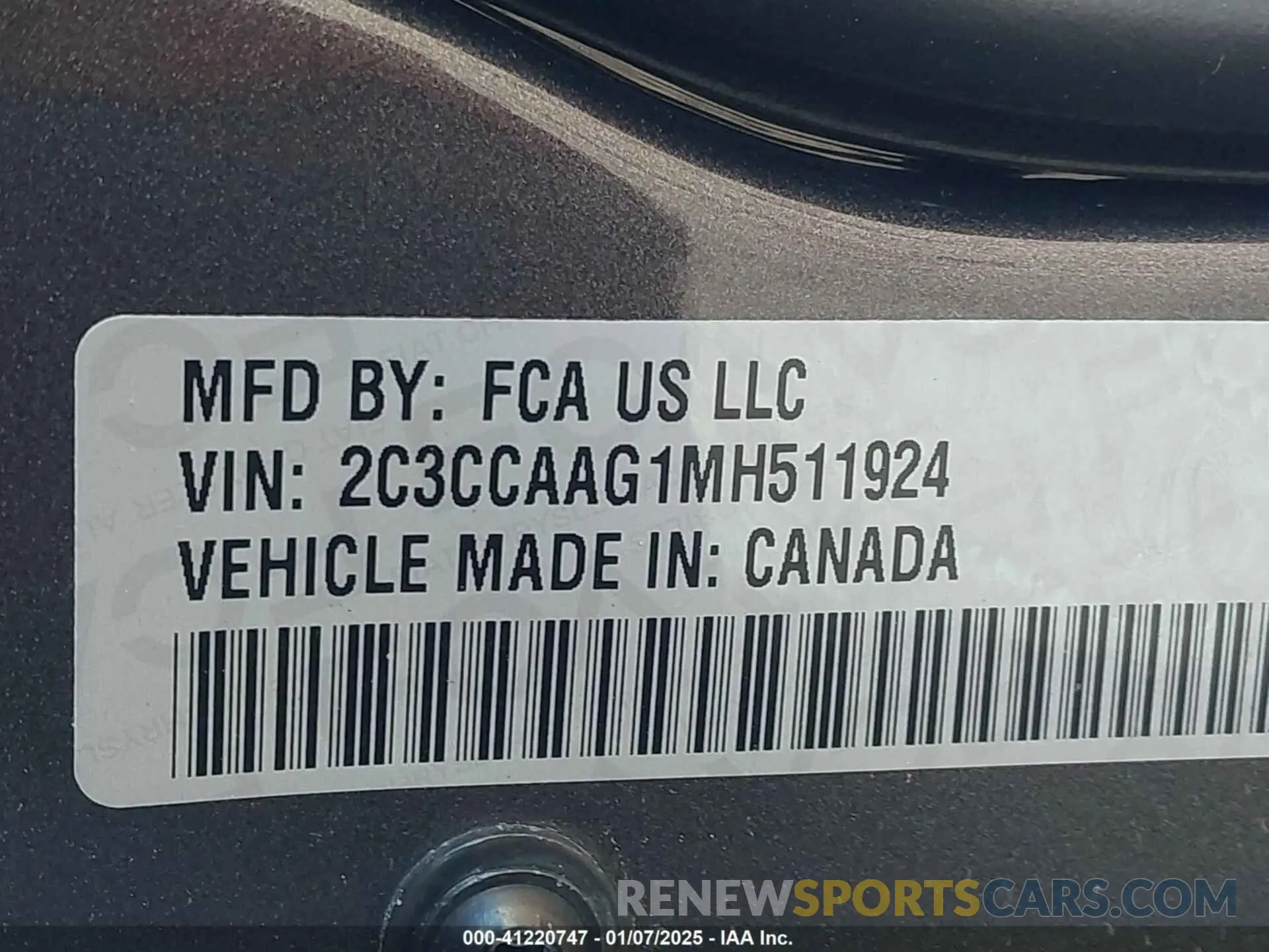 9 Photograph of a damaged car 2C3CCAAG1MH511924 CHRYSLER 300 2021