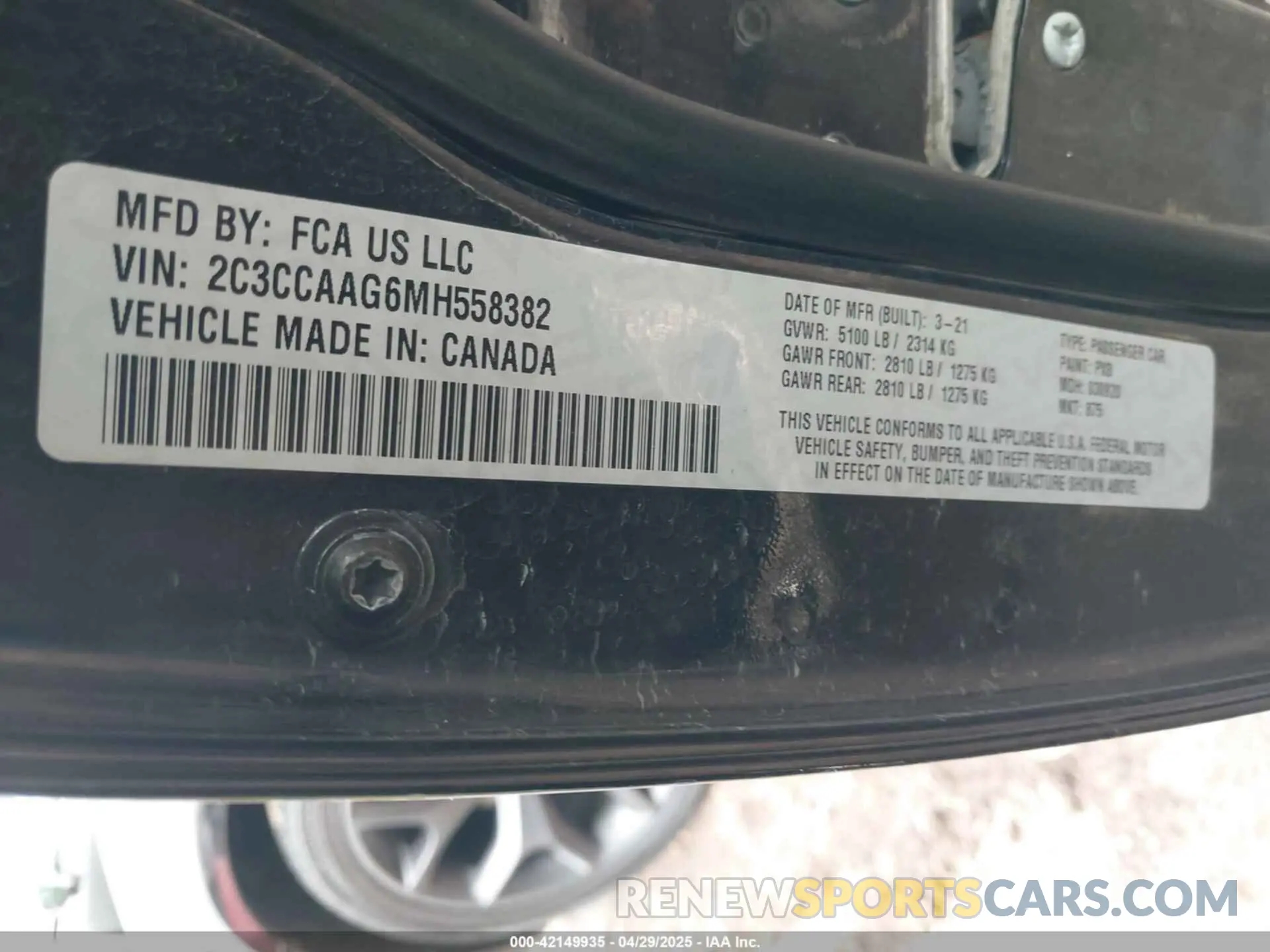 9 Photograph of a damaged car 2C3CCAAG6MH558382 CHRYSLER 300 2021