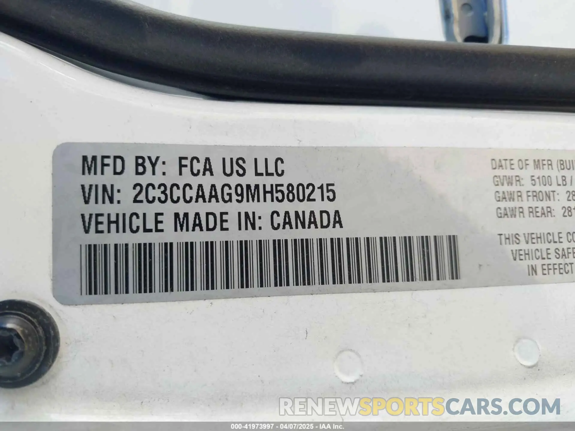 9 Photograph of a damaged car 2C3CCAAG9MH580215 CHRYSLER 300 2021