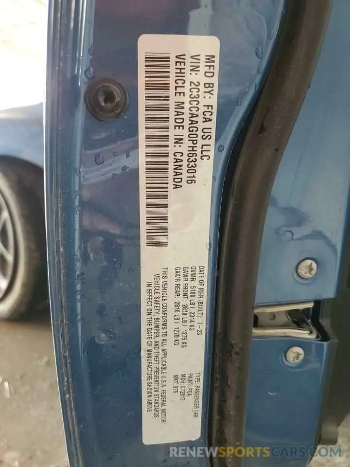 12 Photograph of a damaged car 2C3CCAAG0PH633016 CHRYSLER 300 2023
