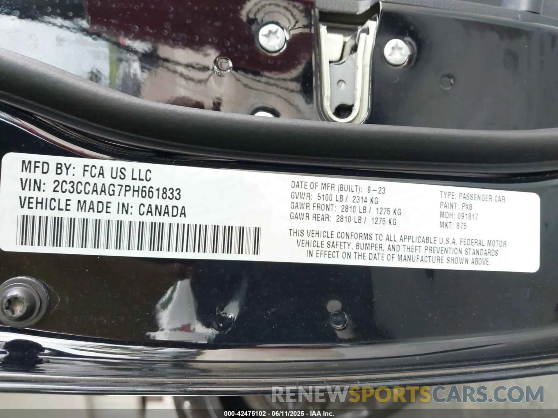 9 Photograph of a damaged car 2C3CCAAG7PH661833 CHRYSLER 300 2023