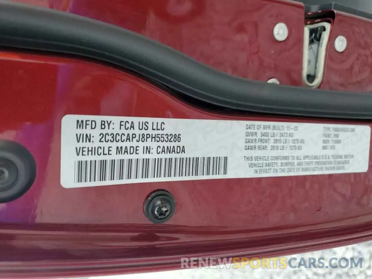 12 Photograph of a damaged car 2C3CCAPJ8PH553286 CHRYSLER 300 2023