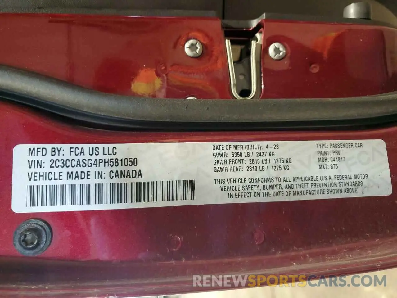 13 Photograph of a damaged car 2C3CCASG4PH581050 CHRYSLER 300 2023