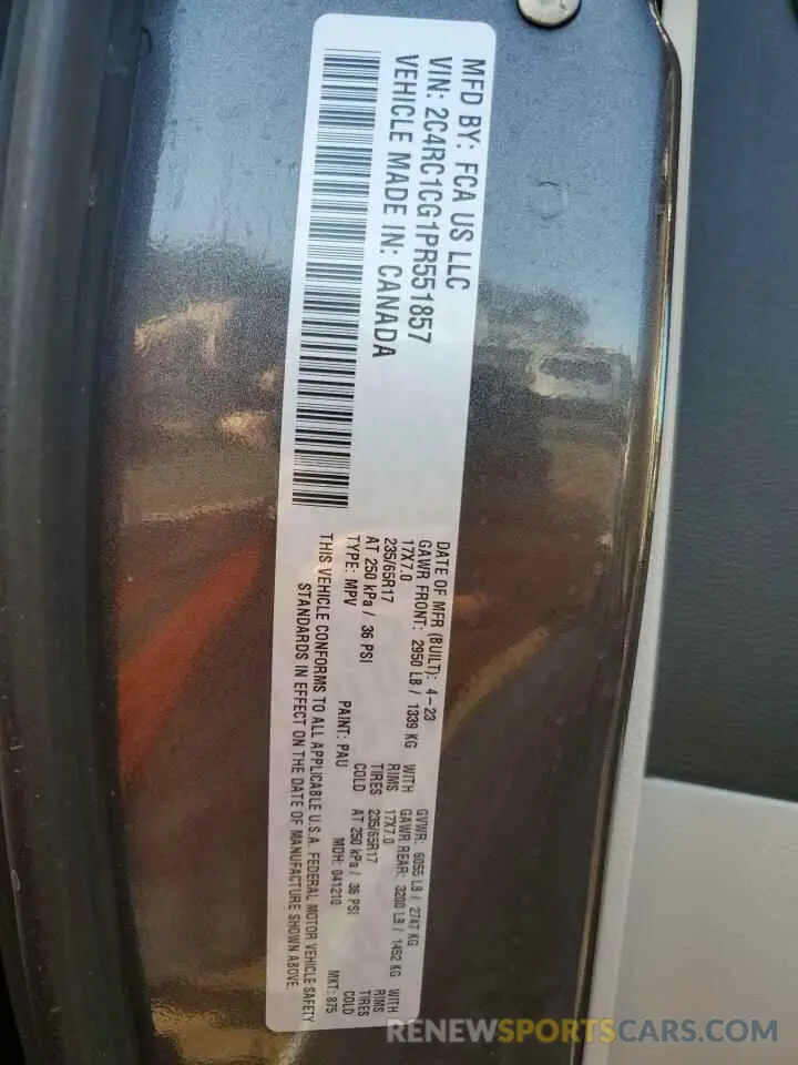 14 Photograph of a damaged car 2C4RC1CG1PR551857 CHRYSLER MINIVAN 2023