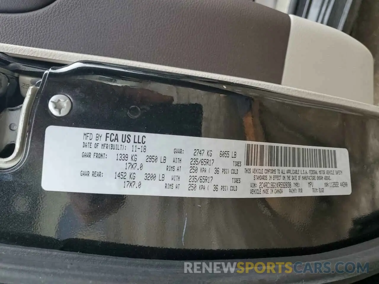 13 Photograph of a damaged car 2C4RC1BG1KR592838 CHRYSLER PACIFICA 2019