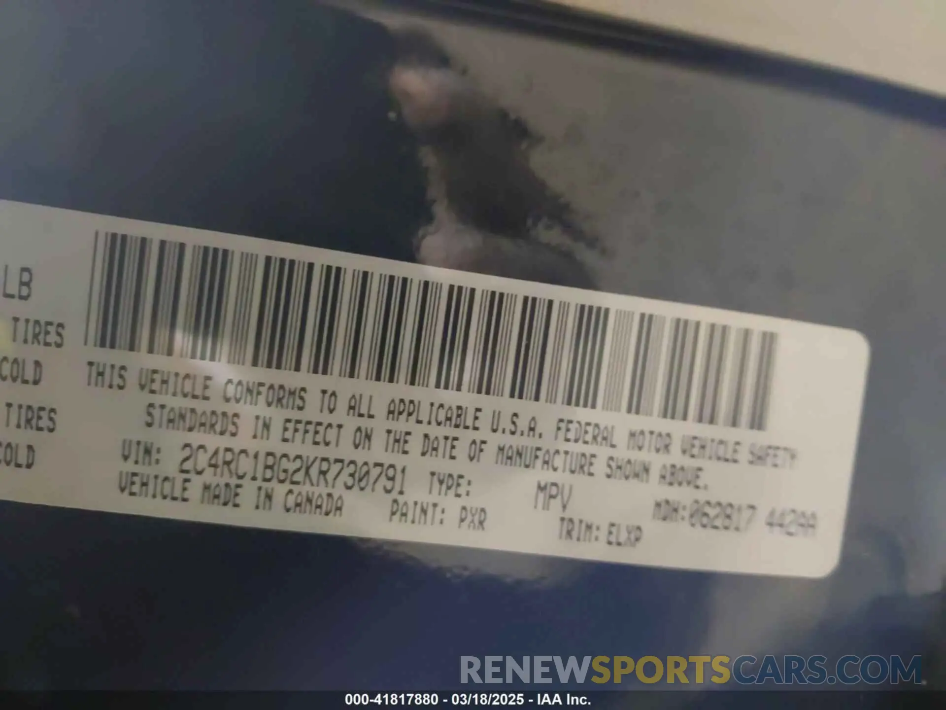 9 Photograph of a damaged car 2C4RC1BG2KR730791 CHRYSLER PACIFICA 2019