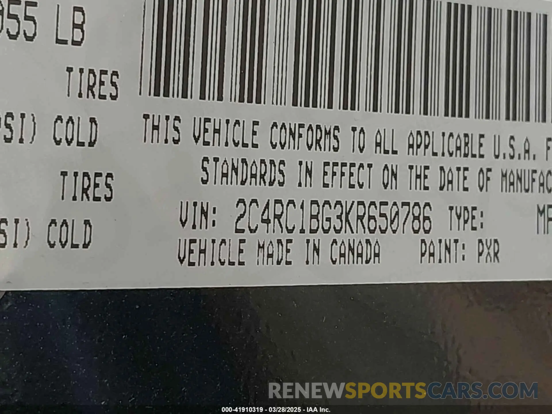 9 Photograph of a damaged car 2C4RC1BG3KR650786 CHRYSLER PACIFICA 2019