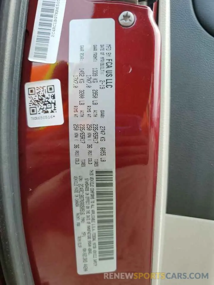 13 Photograph of a damaged car 2C4RC1BG7KR650516 CHRYSLER PACIFICA 2019